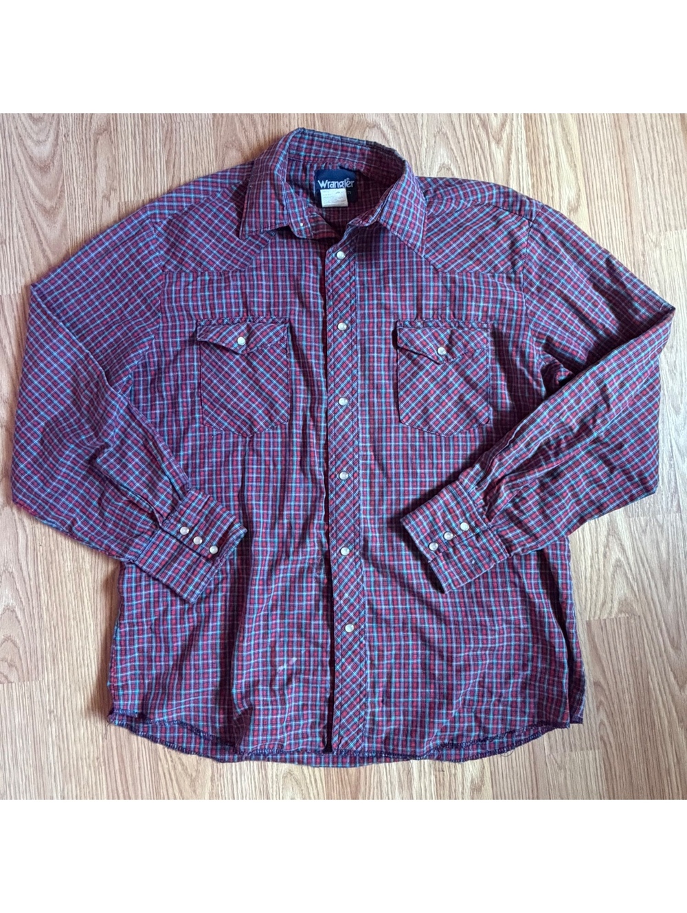Wrangler Pearl Snap Plaid Vintage Size Large